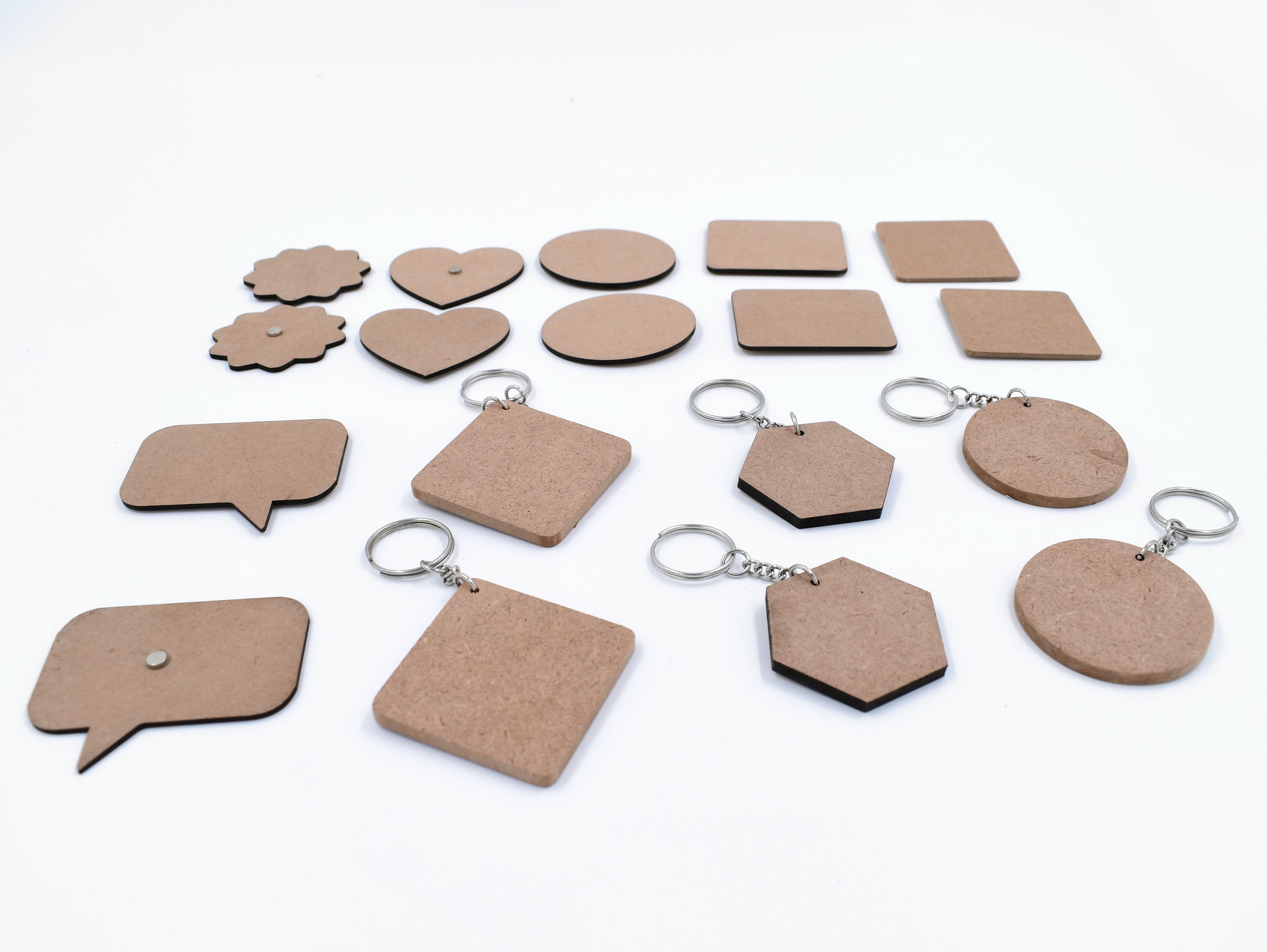 IVEI DIY MDF Keychains and Magnets - Set of 18 | Craft Shaped Keyrings ...